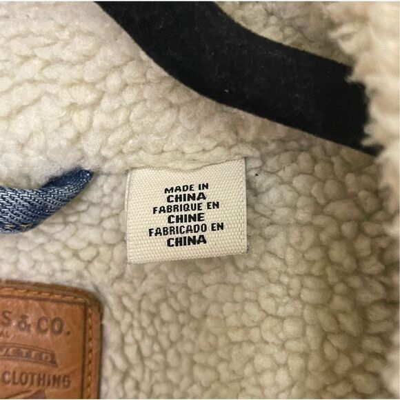 LEVI'S Trucker Jacket Men's Small Blue Denim Jean Cotton Sherpa Lined Light Wash - Picture 4 of 14